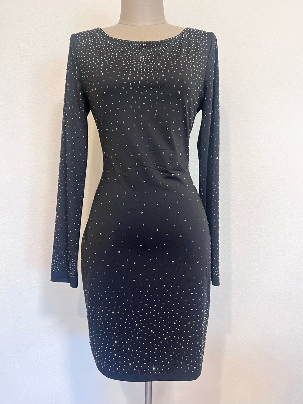 Nikibiki Black Long-Sleeve Rhinestone Bodycon Dress